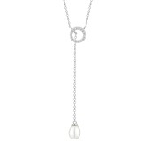Colier argint cu perla naturala alba si cristale DiAmanti SK25234N_W-G